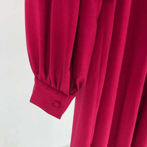 Eloquii Claret Open Neck Cutout Long Sleeve Button Front Dress NWT size 22 - Picture 5 of 13